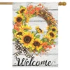 Sunflower Fall Wreath Welcome House Flag Autumn Floral 28" X 40" Briarwood Lane