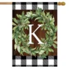 Wreath Monogram K Double-Sided House Flag Everyday 28" X 40" Briarwood Lane