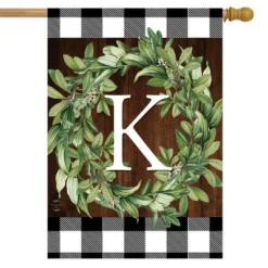 Wreath Monogram K Double-Sided House Flag Everyday 28" X 40" Briarwood Lane