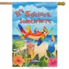 5 O'clock Parrot Summer House Flag Tropical Beach Humor 28" X 40" Briarwood Lane