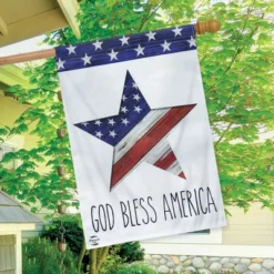 God Bless America Star Patriotic Burlap House Flag 28" X 40" Patriotic USA Briarwood Lane -Briarwood Lane Verkoop GUEST bac87aef a49d 4e36 b5c9 04f7aa3a880d