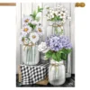 Checkered Mason Jars Spring House Flag Daisies Floral 28" X 40" Briarwood Lane