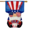 Patriotic Gnome Fourth Of July Applique House Flag 28" X 40" Briarwood Lane