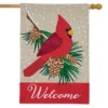 Briarwood Lane Cardinal Winter Burlap House Flag Welcome Pinecone