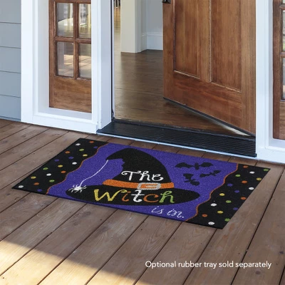 Briarwood Lane The Witch Is In Halloween Natural Fiber Coir Doormat Hat Bats 30" X 18" 1 Briarwood Lane The Witch Is In Halloween Natural Fiber Coir Doormat Hat Bats 30" X 18"