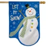 Let It Snow Snowman Applique Winter House Flag 28" X 40" Briarwood Lane