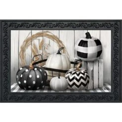 Briarwood Lane Black & White Pumpkins Fall Doormat Primitive Autu