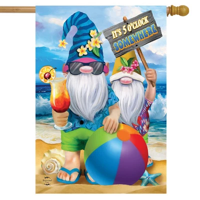 Summer Gnomes Humor House Flag Beach Scene 28" X 40" Briarwood Lane 1 Summer Gnomes Humor House Flag Beach Scene 28" X 40" Briarwood Lane