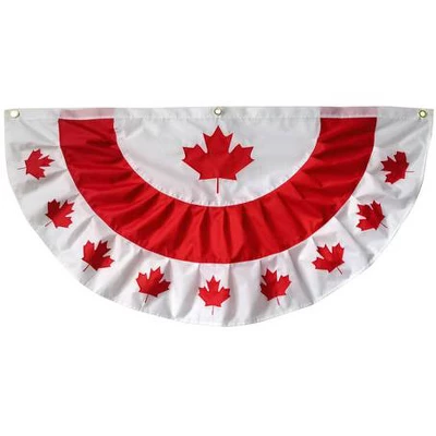 Canadian Maple Leaf 48" X 24" Pleated Bunting With Brass Grommets Briarwood Lane 1 Canadian Maple Leaf 48" X 24" Pleated Bunting With Brass Grommets Briarwood Lane