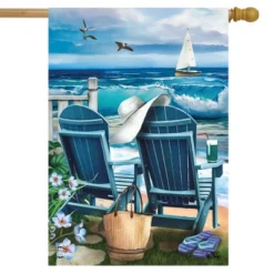 Seaside Escape Summer House Flag Nautical 28" X 40" Briarwood Lane