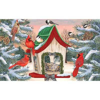 Snowy Birdhouse Winter Doormat 30" X 18" Indoor Outdoor Briarwood Lane 2 Snowy Birdhouse Winter Doormat 30" X 18" Indoor Outdoor Briarwood Lane - Image 2