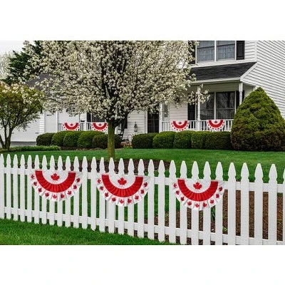 Canadian Maple Leaf 48" X 24" Pleated Bunting With Brass Grommets Briarwood Lane 2 Canadian Maple Leaf 48" X 24" Pleated Bunting With Brass Grommets Briarwood Lane - Image 2