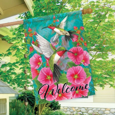 Hummingbird Dance Spring House Flag Welcome Floral 28" X 40" Briarwood Lane 2 Hummingbird Dance Spring House Flag Welcome Floral 28" X 40" Briarwood Lane - Image 2