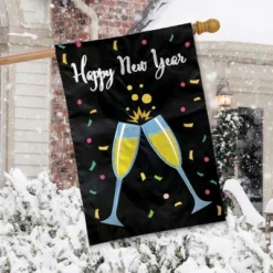 Happy New Year Applique House Flag Champagne Glasses 28" X 40" Briarwood Lane -Briarwood Lane Verkoop GUEST cdf4201e 7d07 493c 91b4 6fa7fd9be17c