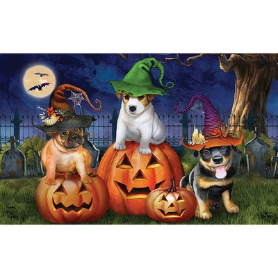 Spooky Pups Halloween Doormat 30" X 18" Indoor Outdoor Briarwood Lane 2 Spooky Pups Halloween Doormat 30" X 18" Indoor Outdoor Briarwood Lane - Image 2