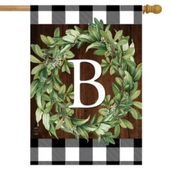 Wreath Monogram B Double-Sided House Flag Everyday 28" X 40" Briarwood Lane