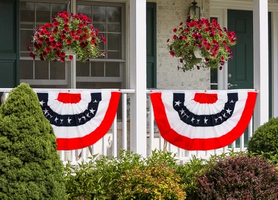 Patriotic Embroidered Bunting USA 48" X 24" Pleated Banner With Brass Grommets Briarwood Lane 1 Patriotic Embroidered Bunting USA 48" X 24" Pleated Banner With Brass Grommets Briarwood Lane