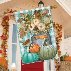Pastel Pumpkins Fall House Flag Checkered Floral Autumn 28" X 40" Briarwood Lane -Briarwood Lane Verkoop GUEST d34664c0 592c 497f a36c 3cb1b1c42a4d