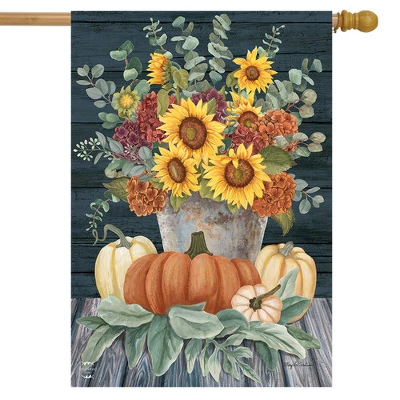 Sunflowers And Hydrangeas Fall House Flag Floral Pumpkins 28"x40" Briarwood Lane 1 Sunflowers And Hydrangeas Fall House Flag Floral Pumpkins 28"x40" Briarwood Lane