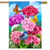 Geraniums In Bloom Spring House Flag Floral Birds 28" X 40" Briarwood Lane