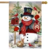 Briarwood Lane Snowman And Friends Winter House Flag Birdhouse La