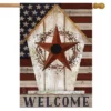 Rustic American Birdhouse Primitive House Flag Welcome Patriotic 28" X 40" Briarwood Lane