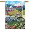 Patriotic Bicycle Fourth Of July House Flag Balloons Bunting 28" X 40" Briarwood Lane