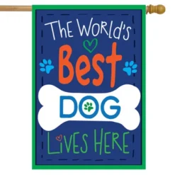 World's Best Dog Double-Sided House Flag Bone Paw 28" X 40" Briarwood Lane