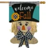 Briarwood Lane Welcome Fall Scarecrow Burlap Fall House Flag Autu