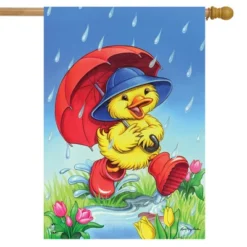April Showers Duck Spring House Flag Umbrella 28" X 40" Briarwood Lane