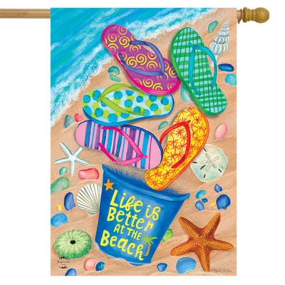 Better At The Beach Summer House Flag Flip Flops Nautical 28"x40" Briarwood Lane 1 Better At The Beach Summer House Flag Flip Flops Nautical 28"x40" Briarwood Lane