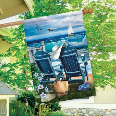 Seaside Escape Summer House Flag Nautical 28" X 40" Briarwood Lane 2 Seaside Escape Summer House Flag Nautical 28" X 40" Briarwood Lane - Image 2