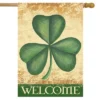 Briarwood Lane Shamrock Welcome St. Patrick's Day House Flag Clov