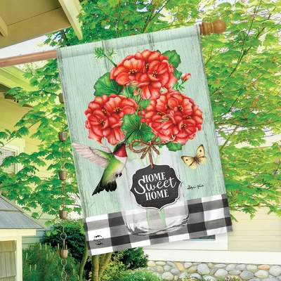 Briarwood Lane Home Sweet Home Geraniums Summer House Flag Hummingbird Floral 28" X 40" 2 Briarwood Lane Home Sweet Home Geraniums Summer House Flag Hummingbird Floral 28" X 40" - Image 2