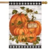 Briarwood Lane Happy Fall Y'all Pumpkins Primitive House Flag Autumn Checkers 28" X 40"