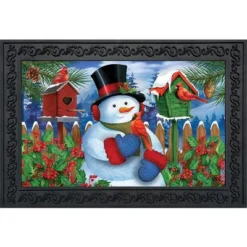 Snowman And Cardinals Winter Doormat 30" X 18" Indoor Outdoor Briarwood Lane