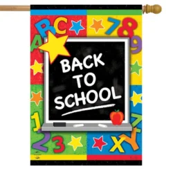 Back To School Chalklboard Fall House Flag ABC's Numbers 28"x40" Briarwood Lane
