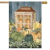 Autumn's Glow Lantern Primitive House Flag Fall Pumpkins 28"x40" Briarwood Lane