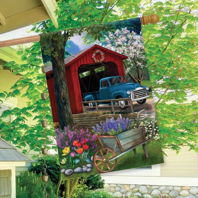 Briarwood Lane Bridge In Blooms Spring House Flag Floral Pickup T 2 Briarwood Lane Bridge In Blooms Spring House Flag Floral Pickup T - Image 2