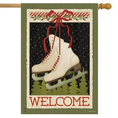 Briarwood Lane Winter Ice Skates House Flag Primitive Welcome 28" 1 Briarwood Lane Winter Ice Skates House Flag Primitive Welcome 28"