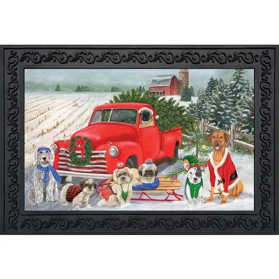 Briarwood Lane Holiday Dogs Christmas Doormat Pickup Truck Humor Indoor Outdoor 30" X 18" 1 Briarwood Lane Holiday Dogs Christmas Doormat Pickup Truck Humor Indoor Outdoor 30" X 18"
