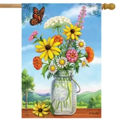 Sunshine Bouquet Spring House Flag Floral Mason Jar 28" X 40" Briarwood Lane