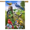 Country Birds Spring House Flag Goldfinches Blue Jay 28" X 40" Briarwood Lane
