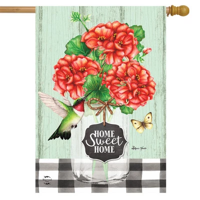 Briarwood Lane Home Sweet Home Geraniums Summer House Flag Hummingbird Floral 28" X 40" 1 Briarwood Lane Home Sweet Home Geraniums Summer House Flag Hummingbird Floral 28" X 40"